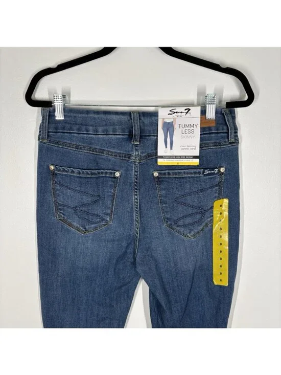 Seven7 Women SZ 8 Alaska Blue Medium Wash Tummy Less High Rise Skinny Jeans NWT - Picture 8 of 14